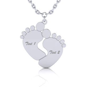 Sterling Silver Footprint Necklace With Free Custom Engraving, 18 Inches